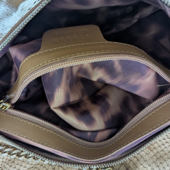 Stuart Weizman Camel Snake Skin Hobo Crossbody Bag with Gold Chain Strap - Picture 7 of 14